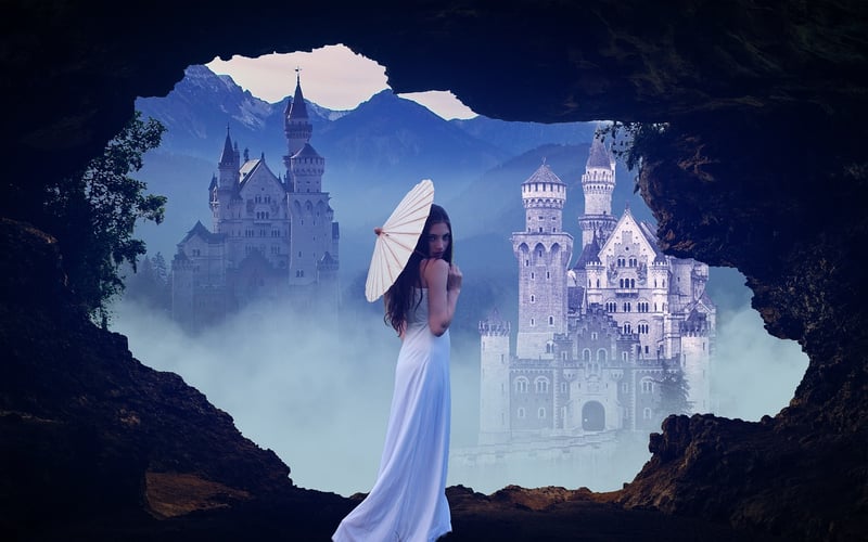 Fantasy Landscape with Mermaid Water Feature
